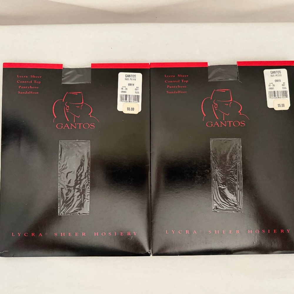 Gantos 2 Pair Control Top Sandalfoot Sheer Lycra Nylons Size Petite